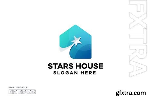 Stars House Gradient Logo Design