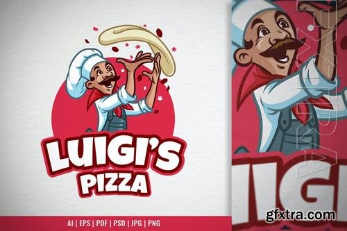 Pizza Chef Cartoon Mascot Logo