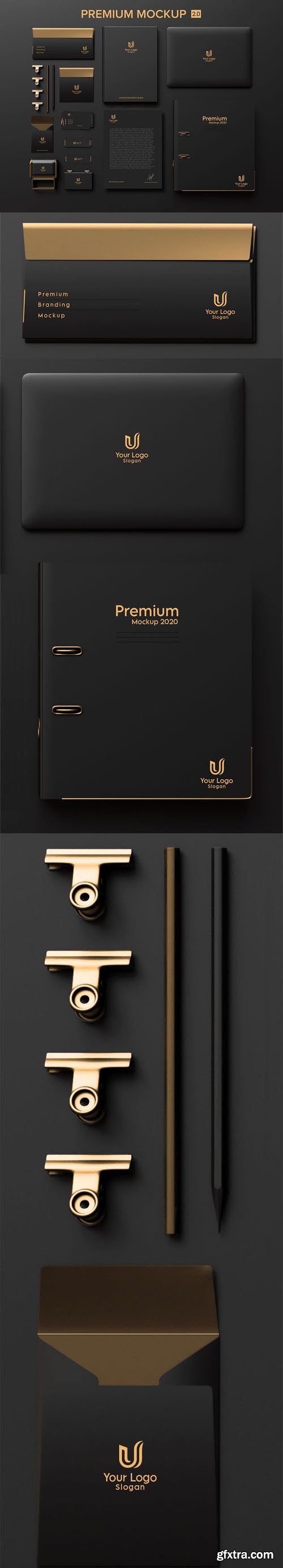 Premium Dark and Gold Stationery - Branding PSD Mockups Templates