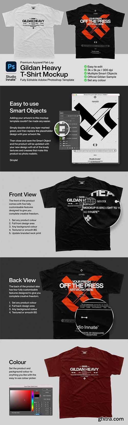 CreativeMarket - 5000 Gildan Heavy - T-Shirt Mockup 5869679