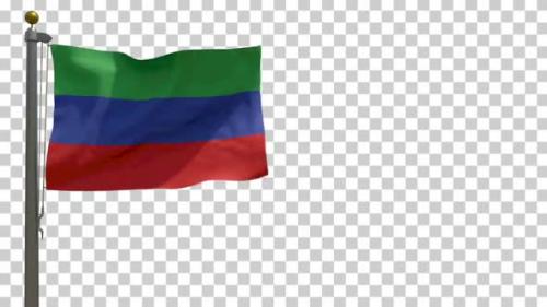 Videohive - Dagestan Flag (Russia) on Flagpole with Alpha Channel - 4K - 34336457 - 34336457