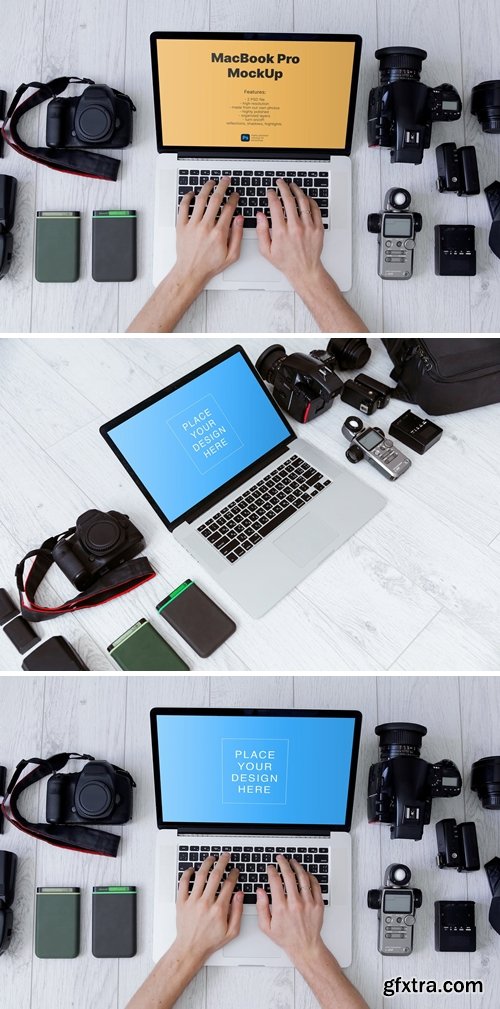 2 Mockup templates: Photographer\'s Macbook Pro