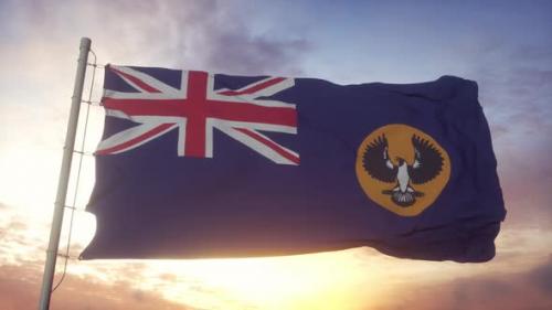 Videohive - South Australia State Flag Australia Waving in the Wind Sky and Sun Background - 34342523 - 34342523