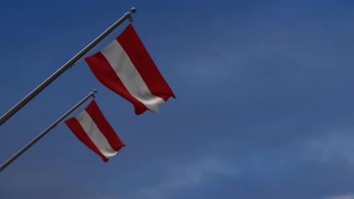 Videohive - Austria Flags In The Blue Sky - 4K - 34343151 - 34343151