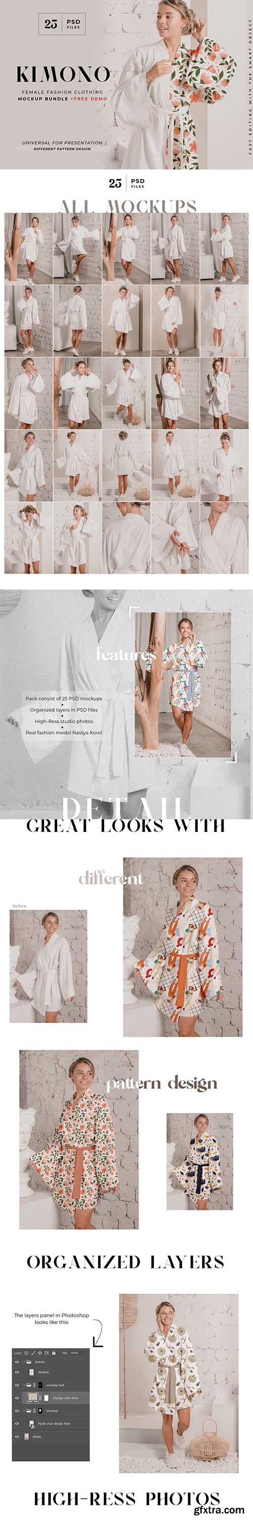 CreativeMarket - Kimono Dress Mockup Bundle + Freebie 6520833