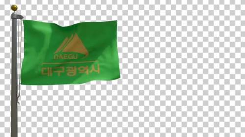 Videohive - Daegu City Flag (South Korea) on Flagpole with Alpha Channel - 4K - 34345616 - 34345616