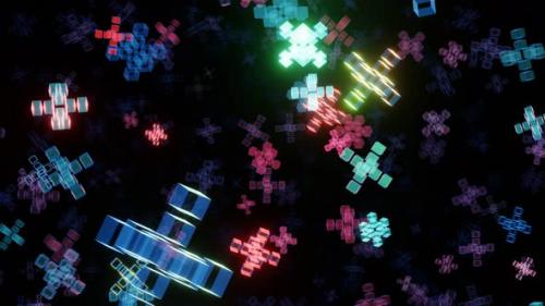 Videohive - VJ Loop Abstract Background Flight of Wandering Figures - 34449960 - 34449960