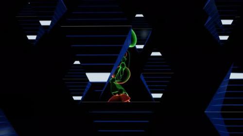 Videohive - Dancing Green Robot on a Sparkling Pyramid - 34449975 - 34449975