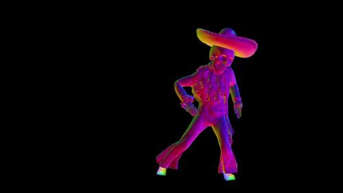 Videohive - Rainbow mariachi skeleton dancing salsa with alpha - 34454986 - 34454986