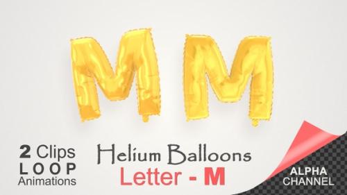 Videohive - Helium Gold Balloons With Letter – M - 34456401 - 34456401