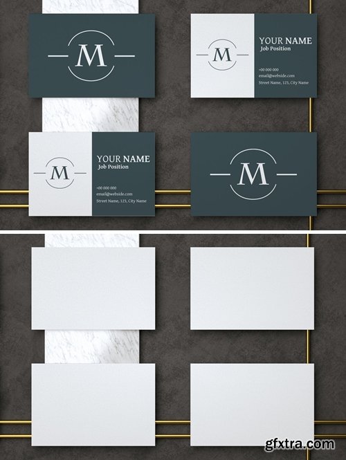 Four realistic and elegant business cards mockup