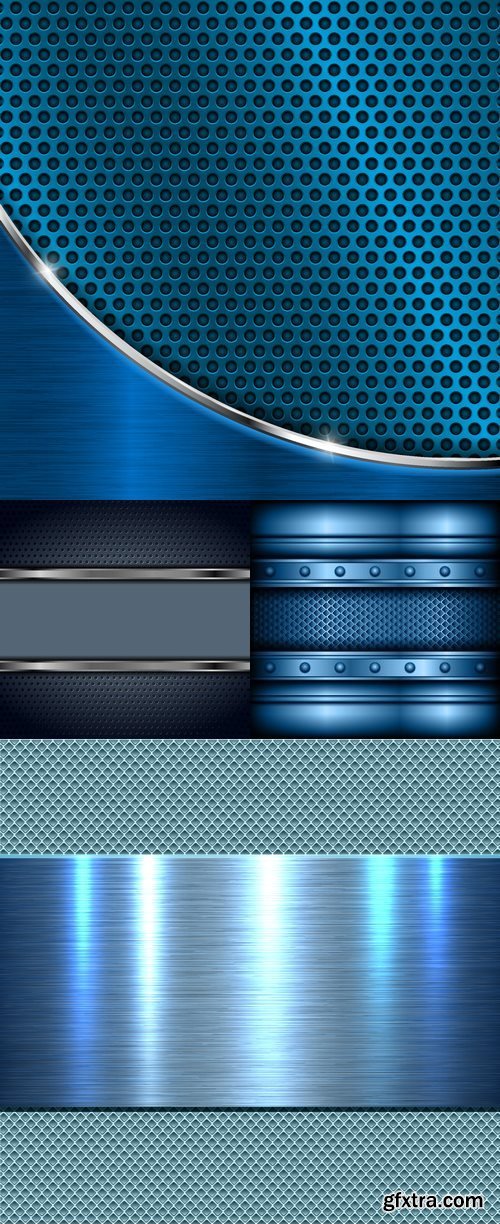 Vectors - Blue Metal Backgrounds Set 4