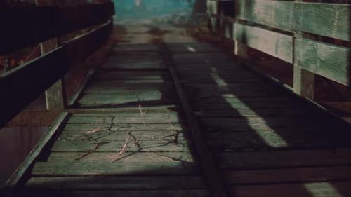 Videohive - Old Wooden Bridge Over a Small Stream in a Park - 34491518 - 34491518