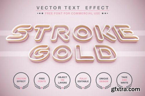 Golden stroke - editable text effect, font style