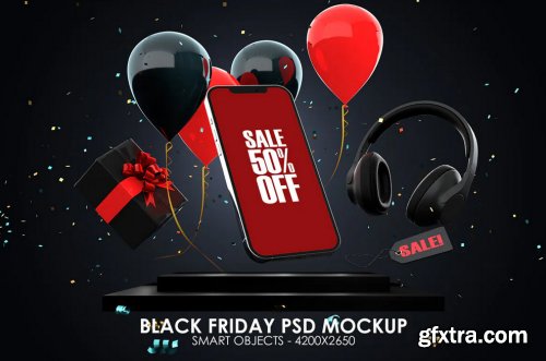 Black Friday Realistic Smartphone PSD Mockup