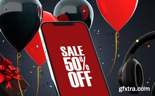 Black Friday Realistic Smartphone PSD Mockup