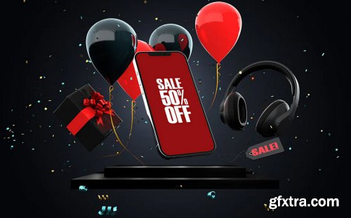 Black Friday Realistic Smartphone PSD Mockup