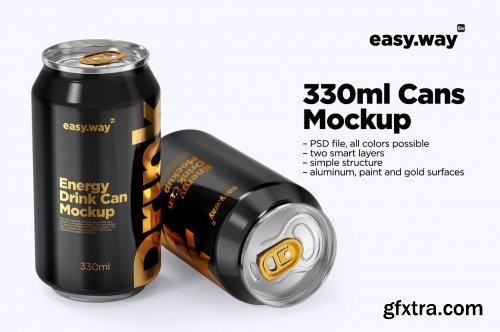 CreativeMarket - 330ml Aluminum Cans PSD Mockup 5740918