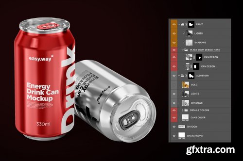 CreativeMarket - 330ml Aluminum Cans PSD Mockup 5740918