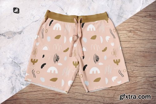 CreativeMarket - Top View Cotton Shorts Mockup 5022216