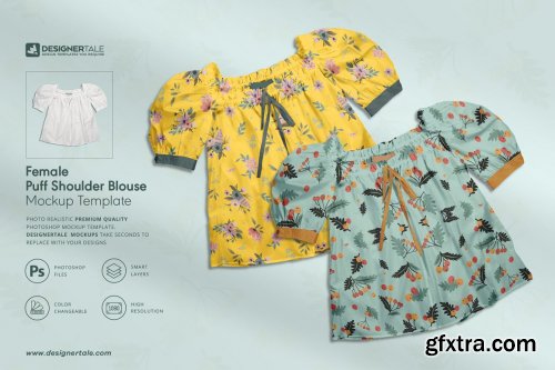 CreativeMarket - Female Puff Shoulder Blouse Mockup 4140447