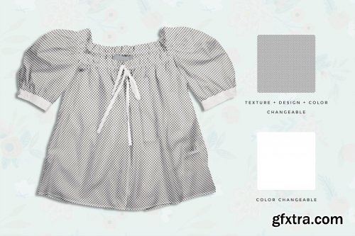 CreativeMarket - Female Puff Shoulder Blouse Mockup 4140447