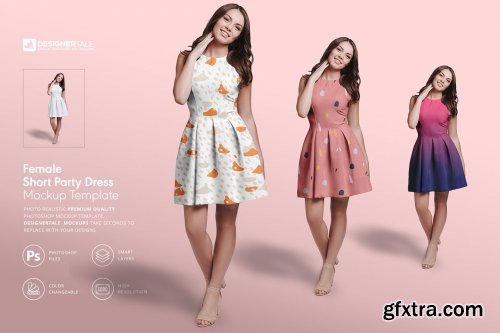 CreativeMarket - Female Short Party Dress Mockup 4265674