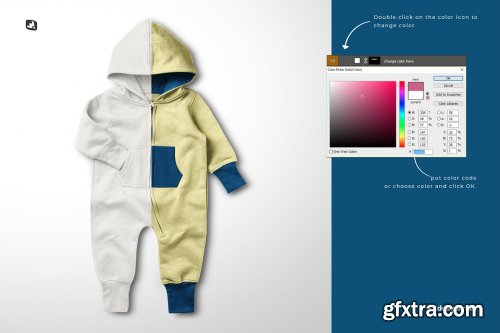 CreativeMarket - Baby Hoodie Jumpsuit Mockup 6231738