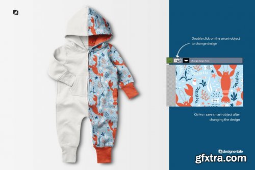 CreativeMarket - Baby Hoodie Jumpsuit Mockup 6231738