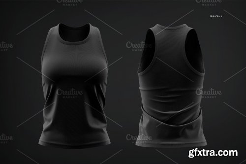 CreativeMarket - Women's Tank Top Mockups, Front Back 6529119