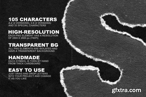 CreativeMarket - TORN PNG LETTERS PACK 6110497