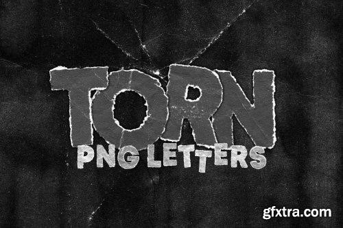 CreativeMarket - TORN PNG LETTERS PACK 6110497