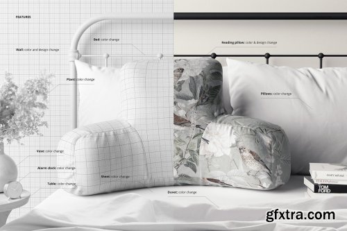 CreativeMarket - Reading Pillow Mockup Set 6494376