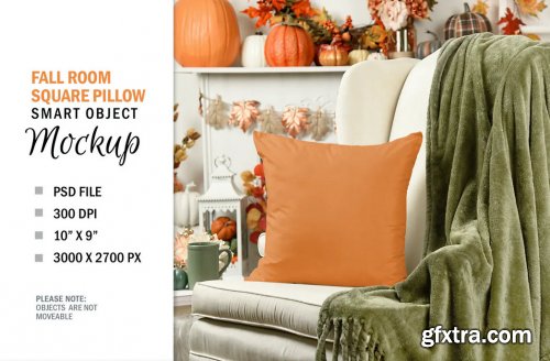 Autumn Fall Square Mockup Pillow