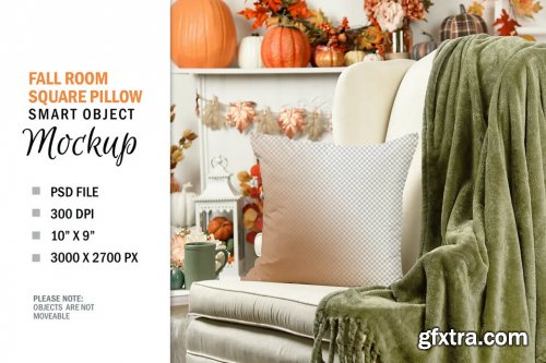 Autumn Fall Square Mockup Pillow