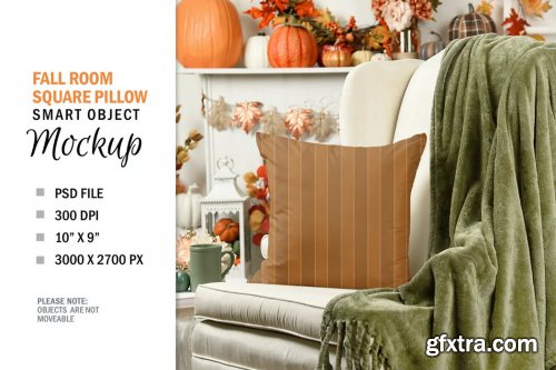 Autumn Fall Square Mockup Pillow