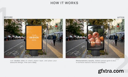 Citylight / Lightbox Poster Autumn Street Mockup