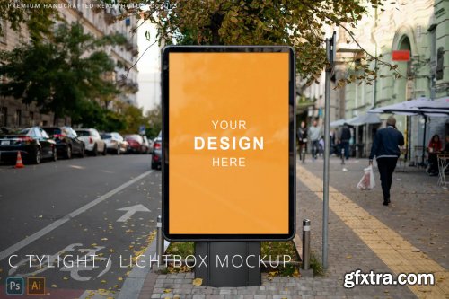 Citylight / Lightbox Poster Autumn Street Mockup