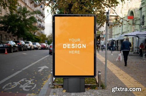 Citylight / Lightbox Poster Autumn Street Mockup