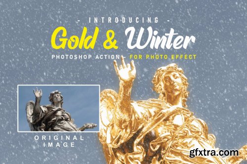 CreativeMarket - Gold And Snow Action // Winter 5623902