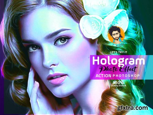 CreativeMarket - Hologram Photo Effect PS Action 5639973