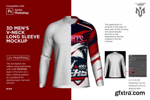 CreativeMarket - 3D Double V Neck Jersey Mockup 6499270