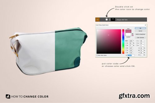 CreativeMarket - Leather Makeup Bag Mockup 6238529