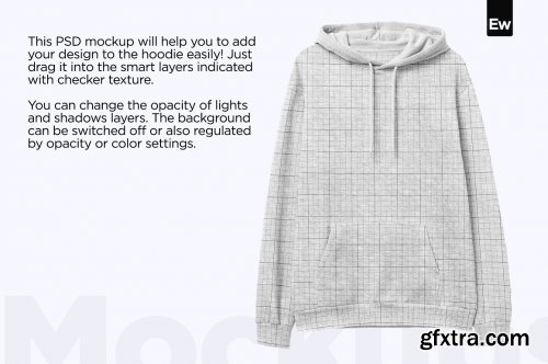 CreativeMarket - Heather Hoodie Front View PSD Mockup 6160806