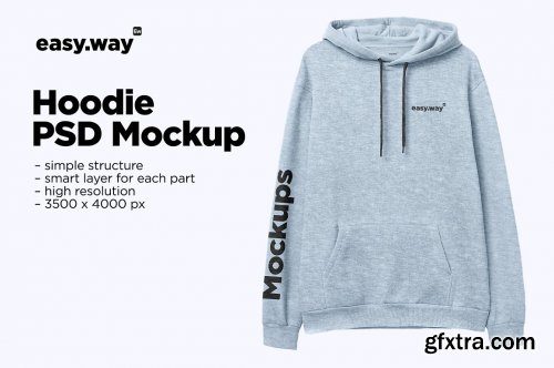 CreativeMarket - Heather Hoodie Front View PSD Mockup 6160806