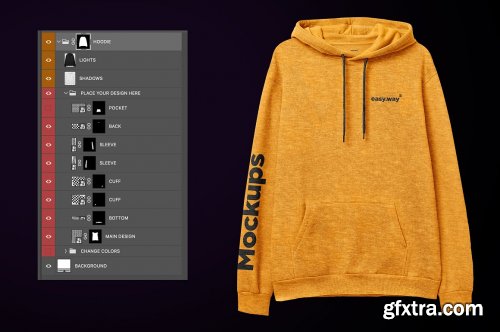 CreativeMarket - Heather Hoodie Front View PSD Mockup 6160806