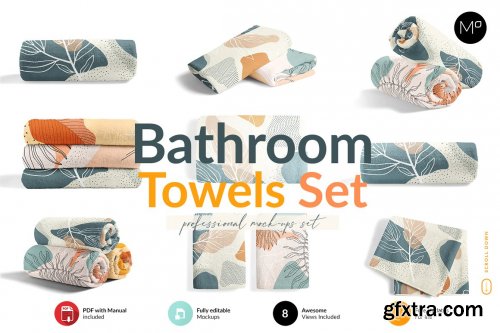 CreativeMarket - Bathroom Towels Set Mock-ups 6045697