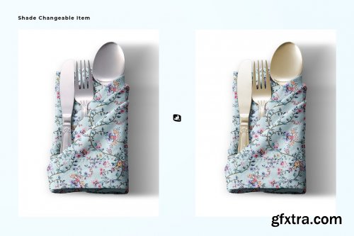 CreativeMarket - Folded Napkin With Utensils Mockup 6195343