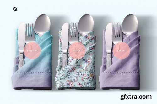 CreativeMarket - Folded Napkin With Utensils Mockup 6195343