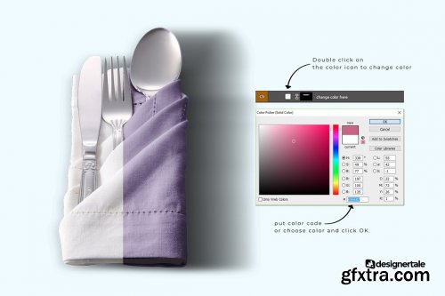 CreativeMarket - Folded Napkin With Utensils Mockup 6195343